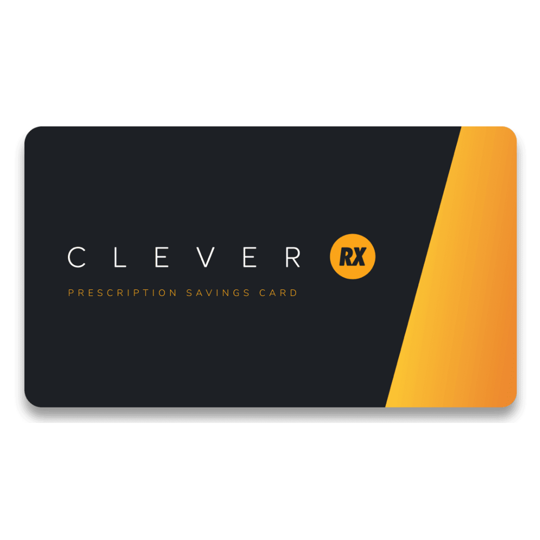Black and gold Clever RX prescription savings card with a sleek design, featuring the Clever RX logo and a diagonal gold accent.